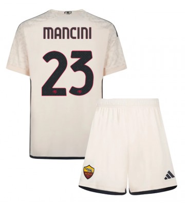 AS Roma Gianluca Mancini #23 Borta Kläder Barn 2023-24 Kortärmad (+ Korta byxor)
